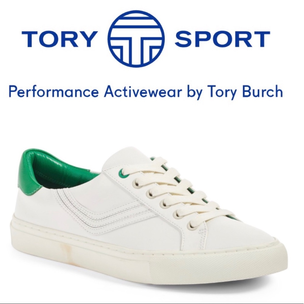 TORY SPORT 10 CHEVRON GREEN WHITE SNEAKER TENNIS